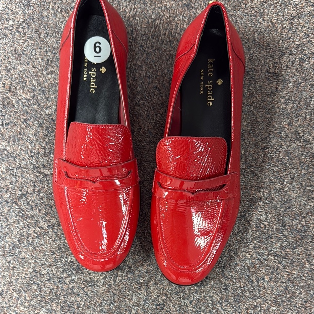 Kate Spade Red Patent Leather Loafers